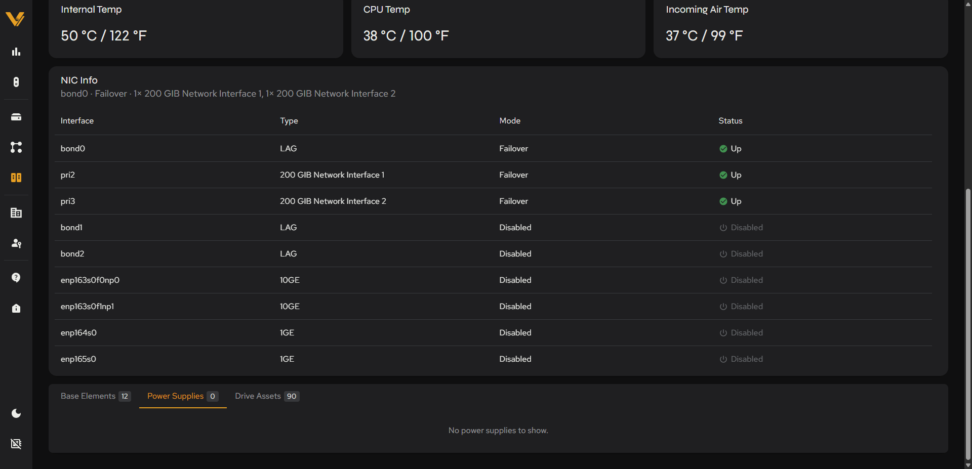 Power Supplies tab in its empty state