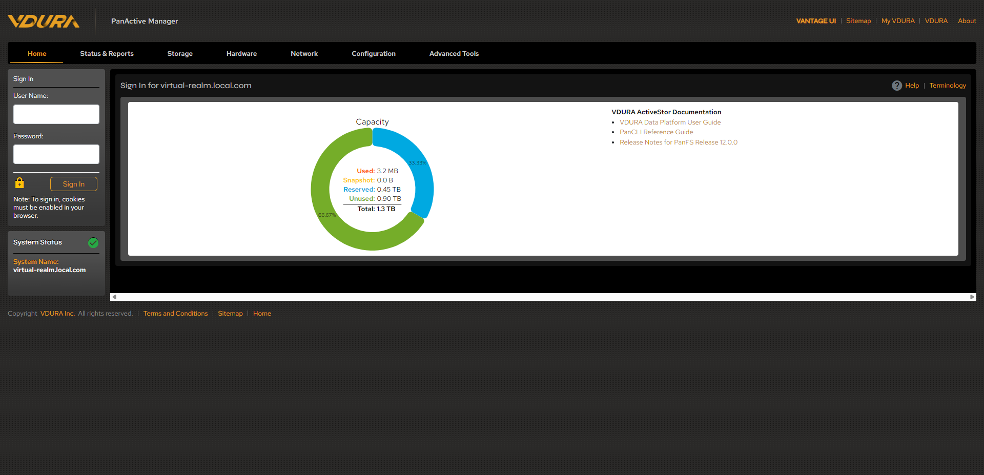 PanActive Manager’s landing/sign-in page, showing its own top nav and Sign In form