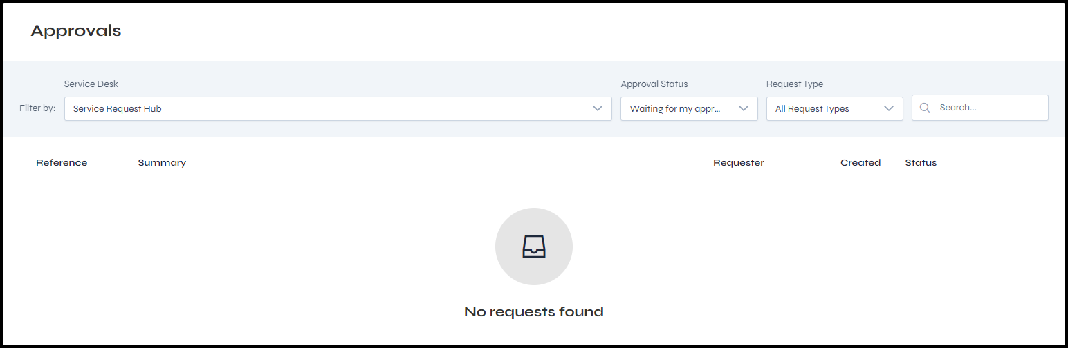 The Approvals page