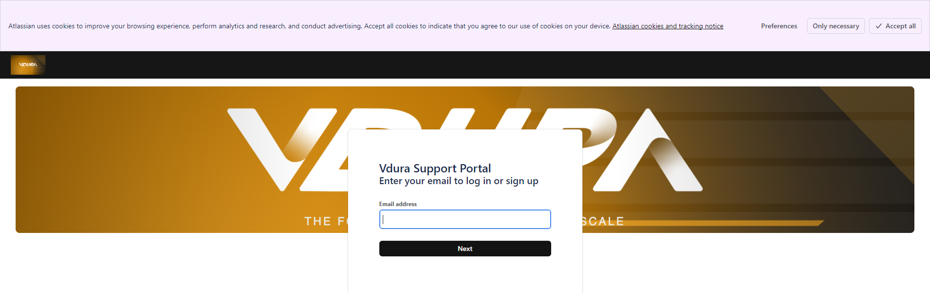 The email page, with the cookie notice across the top