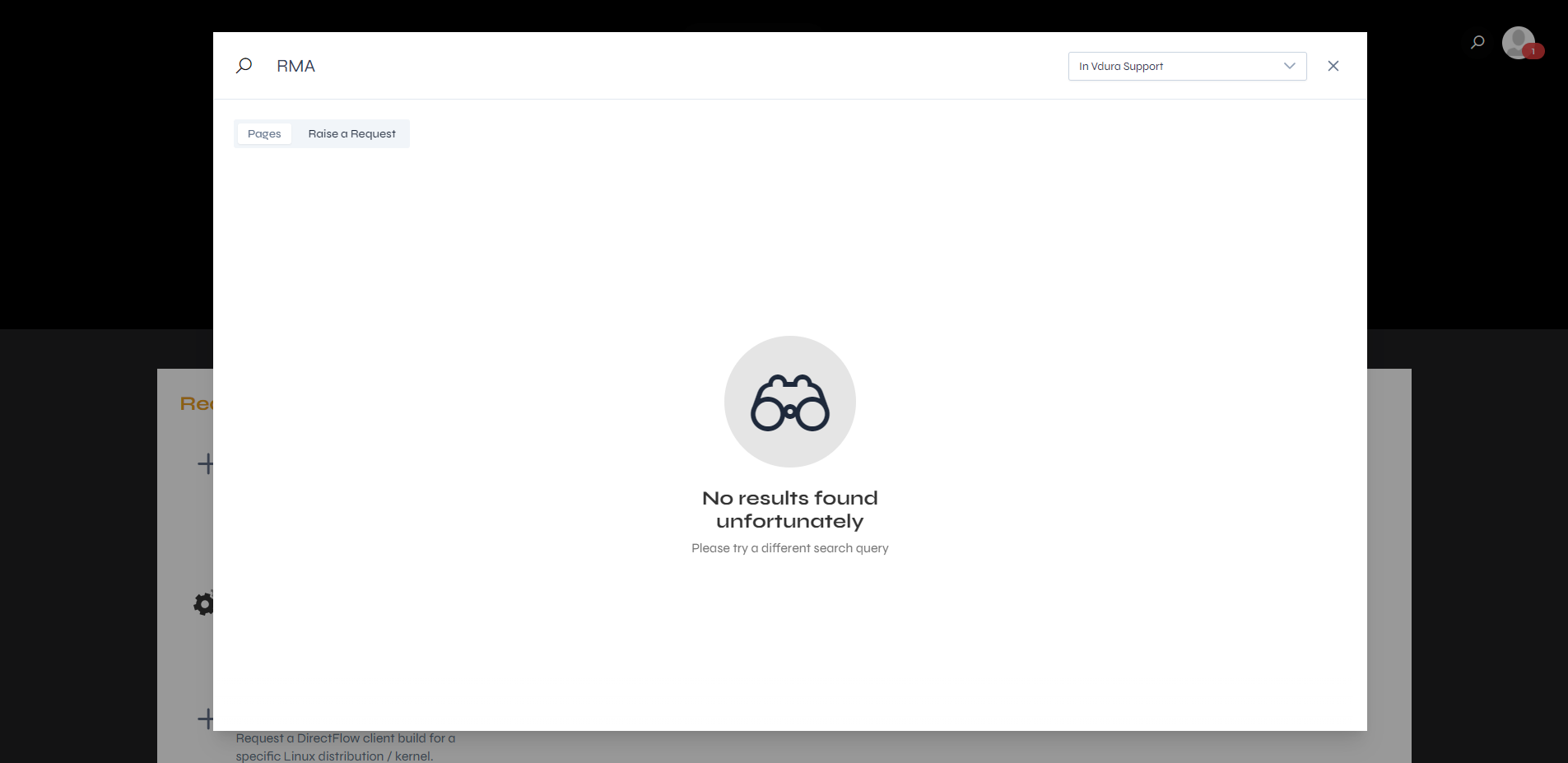 The Pages tab with no results